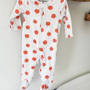 Carter's White and Red Pumpkin Footies